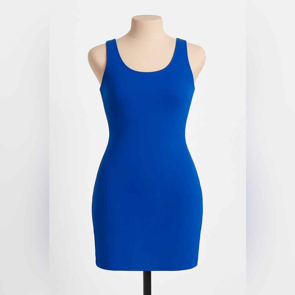 Papaya Blue Bodycon Mini Dress Scoop Neck Sleeveless